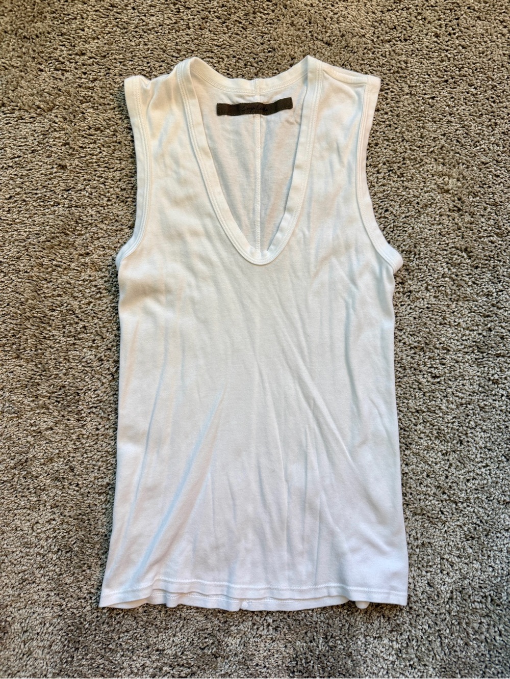 Enza Costa Supima Sleeveless U Tank White Size XS - Picture 1 of 4